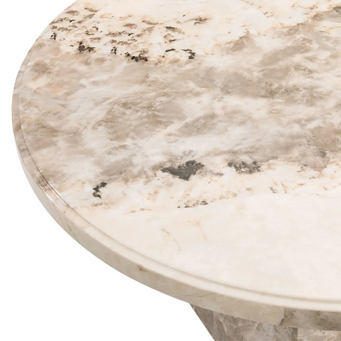 Close Up Arsenal Round Mottled Mocha Marble Dining Table 