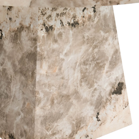 Close Up Base of Arsenal Round Mottled Mocha Marble Dining Table 