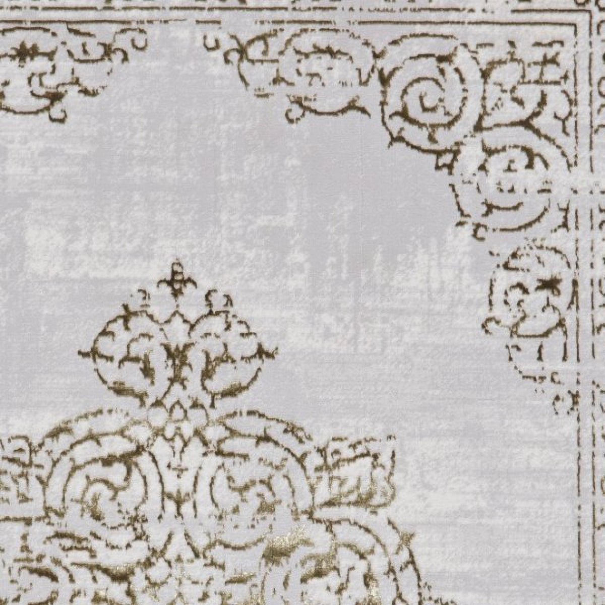 Contemporary gold and silver metallic rug detail
