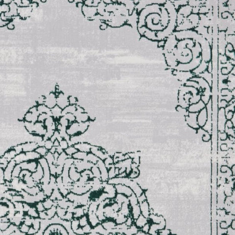 Artemis B9076A Green and Silver Rug with metallic finish
