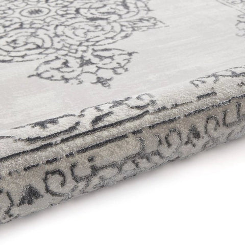 Close-up of Artemis silver rug high-density pile
