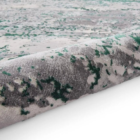 Artemis B9289A modern abstract green rug with metallic detailing - Close up