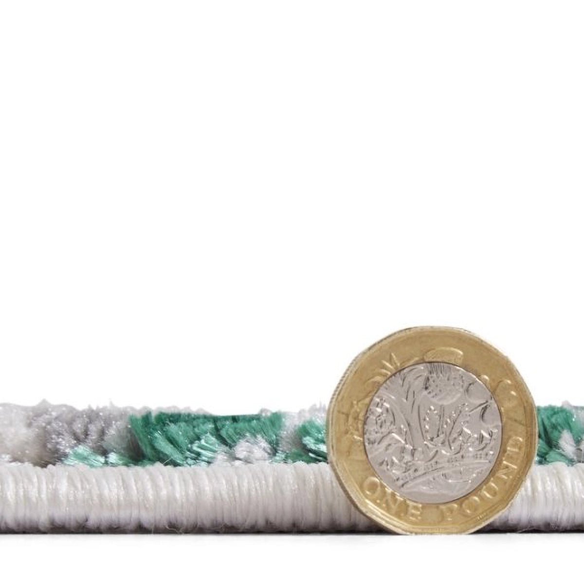 Artemis B9289A modern abstract green rug with metallic detailing - Thickness