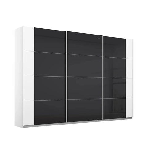 Rauch Artemis White 3 Door Sliding Wardrobe with Basalt Glass  W271cm 