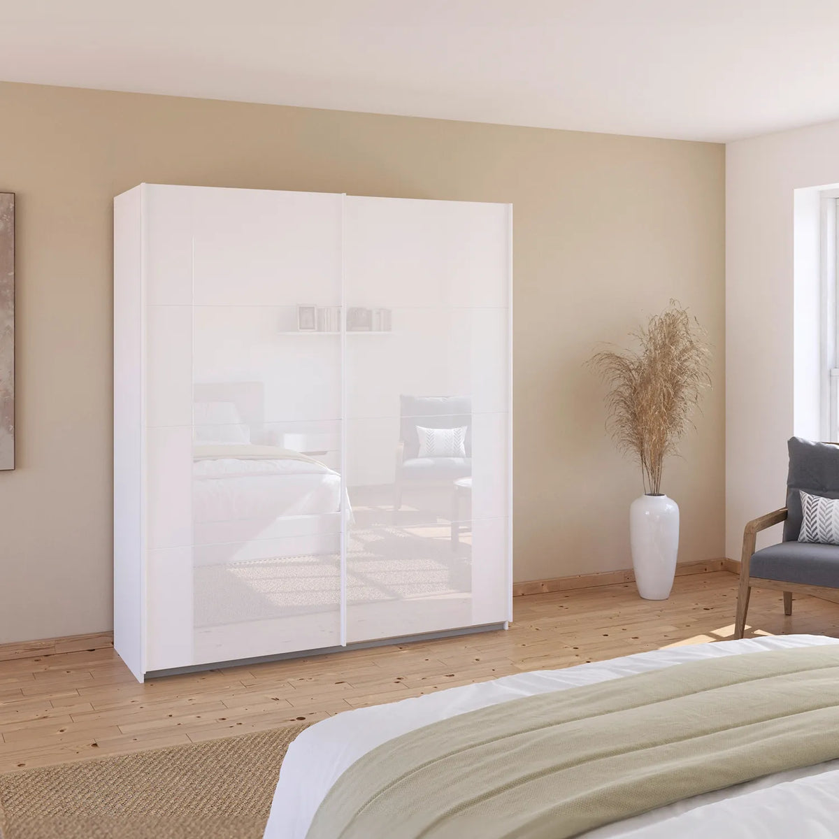 Artemis White 2 Door Sliding Wardrobe - Pendle Village Furniture