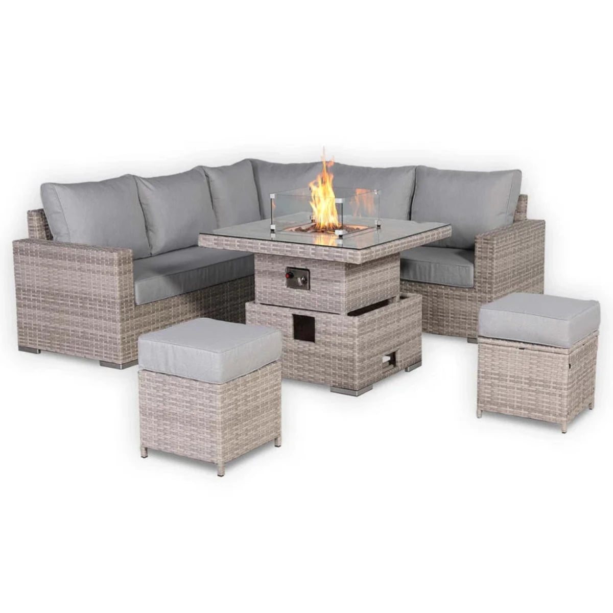 Stylish rattan outdoor seating set for garden dining and relaxation.