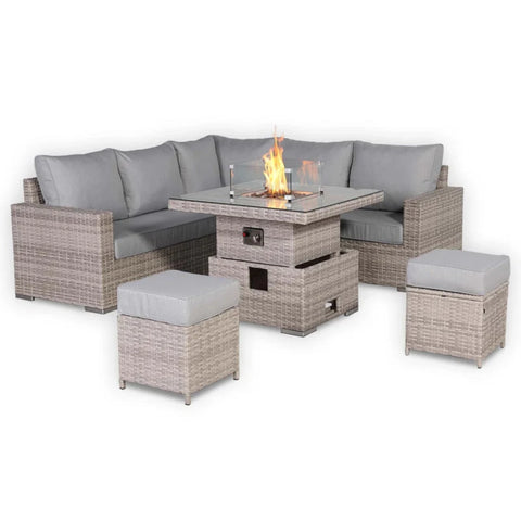 Stylish rattan outdoor seating set for garden dining and relaxation.