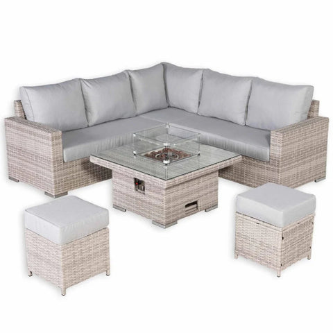 Complete outdoor lounge set designed for comfort and warmth.