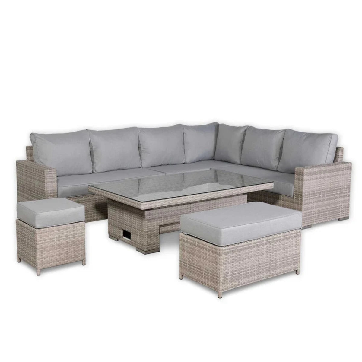 Large corner garden sofa set designed for entertaining guests.