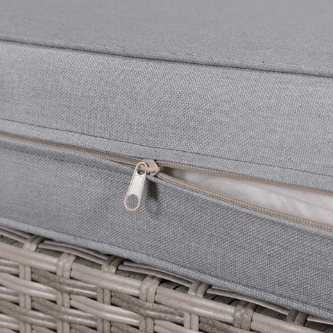 Weather-resistant cushion cover with hidden zipper design.