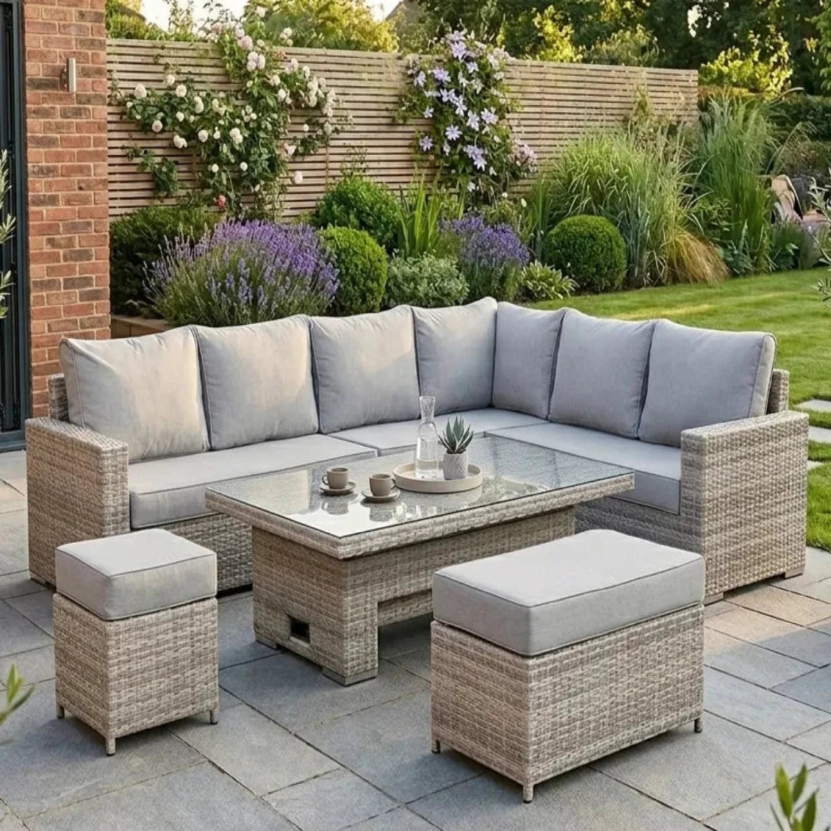 Arvexa large right-hand corner rising dining set with spacious seating.