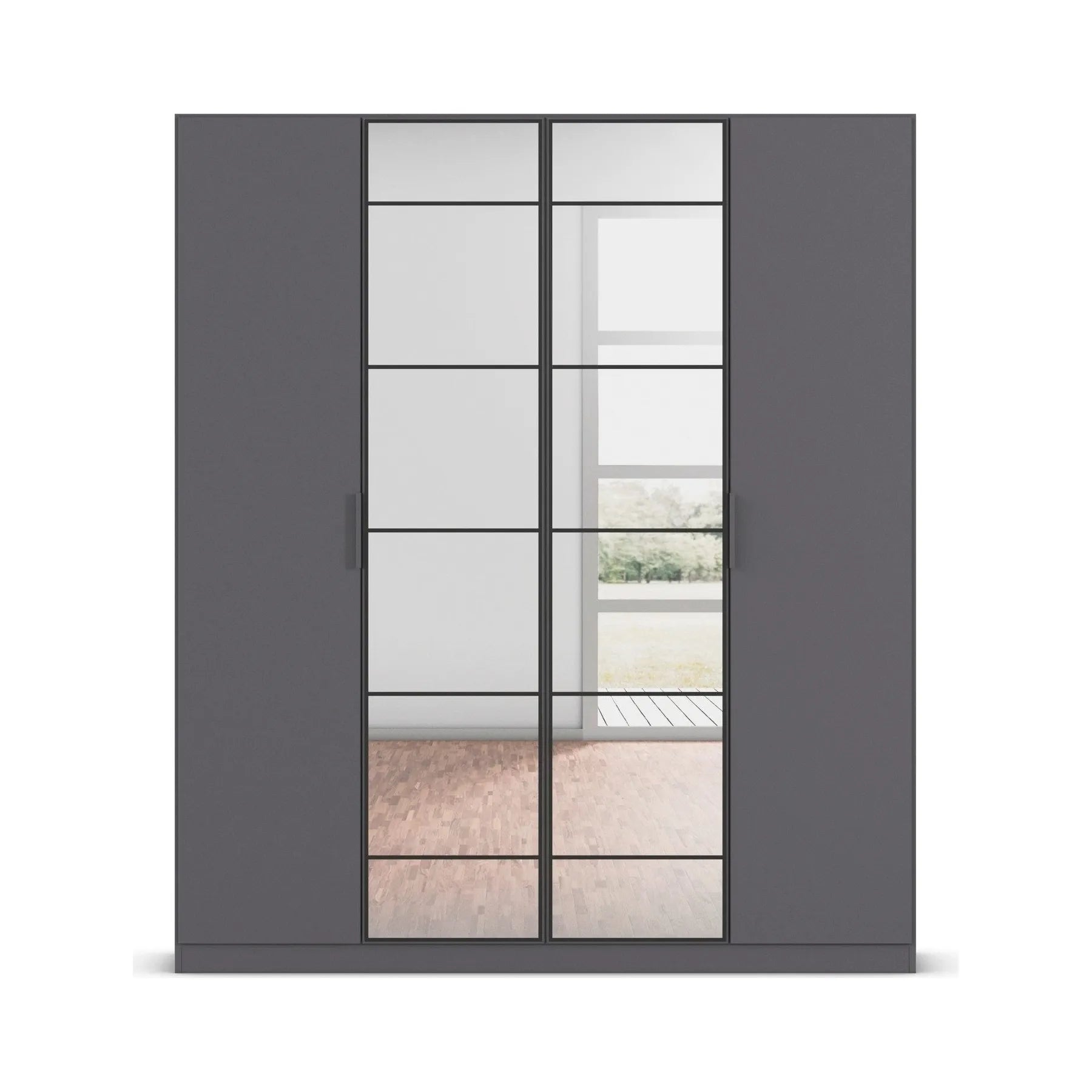 Ashworth 181cm 4 Door Hinged Wardrobe – Metallic Grey - Pendle Village Furniture