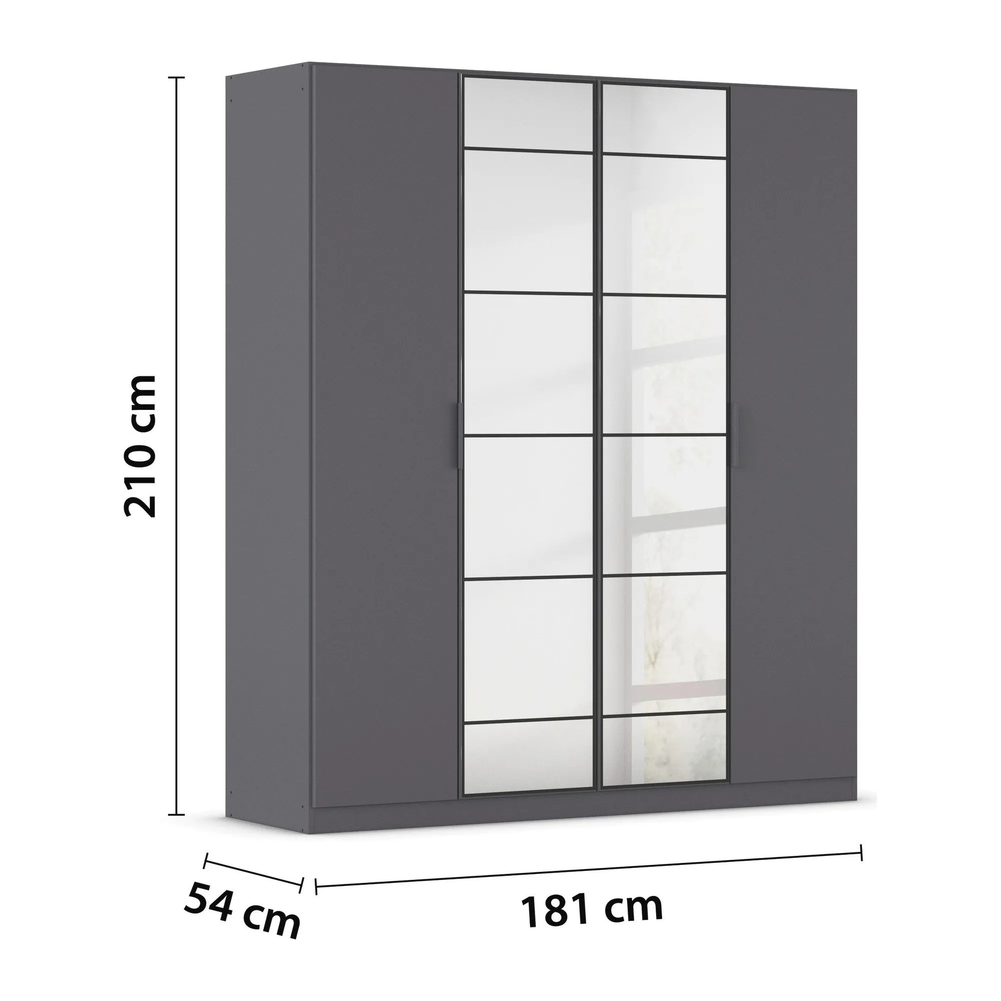Ashworth 181cm 4 Door Hinged Wardrobe – Metallic Grey - Pendle Village Furniture