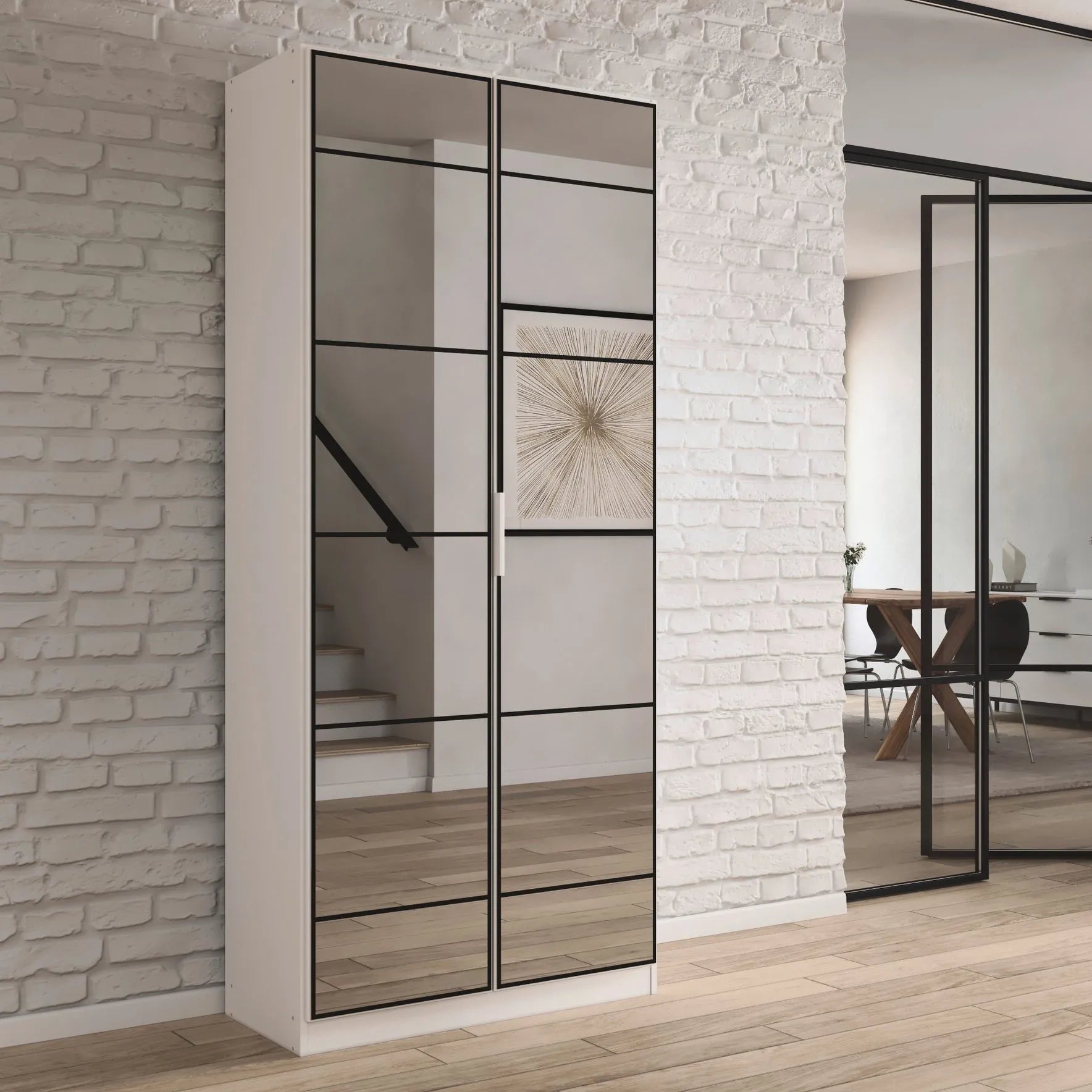 Ashworth Alpine White 2 Door Mirrored Hall Cupboard - Pendle Village Furniture