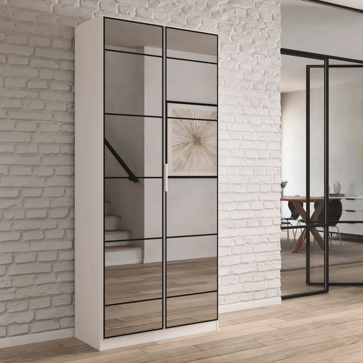 Ashworth Alpine White 2 Door Mirrored Hall Cupboard - Pendle Village Furniture