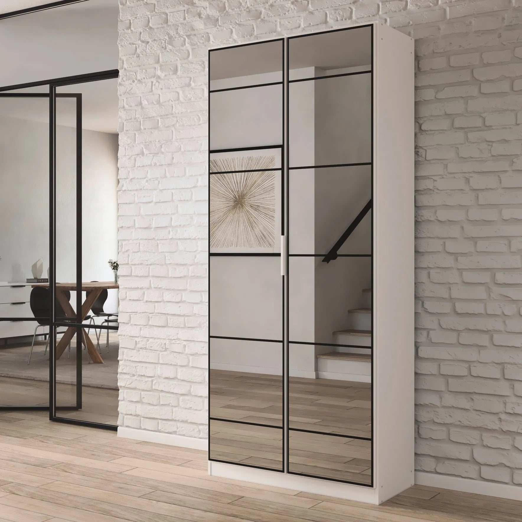 Ashworth Alpine White 2 Door Mirrored Hall Cupboard - Pendle Village Furniture