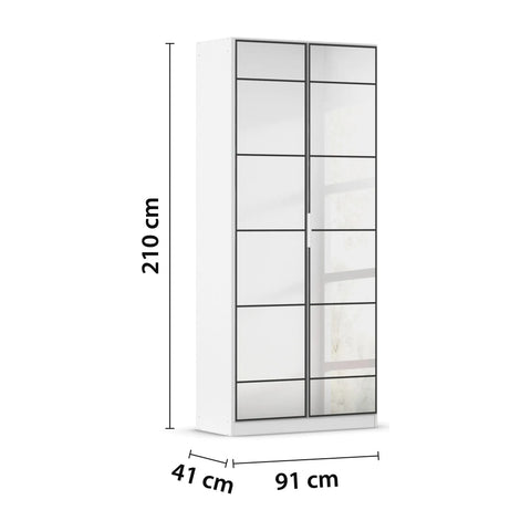 Ashworth Alpine White 2 Door Mirrored Hall Cupboard - Pendle Village Furniture