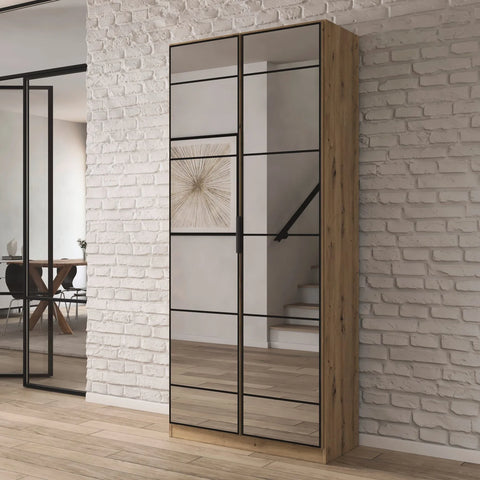 Ashworth Artisan Oak 2 Door Mirrored Hall Cupboard - Pendle Village Furniture