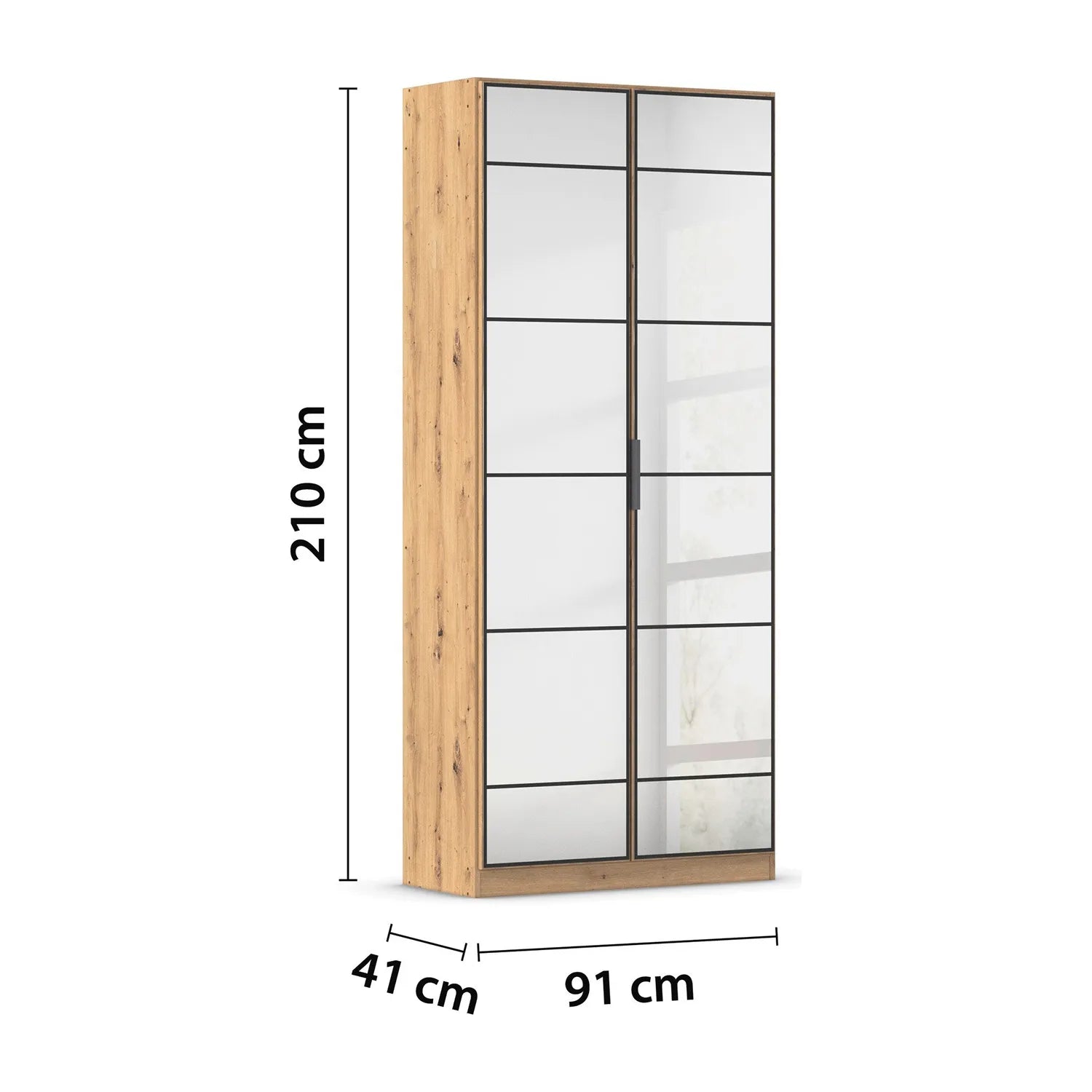 Ashworth Artisan Oak 2 Door Mirrored Hall Cupboard - Pendle Village Furniture