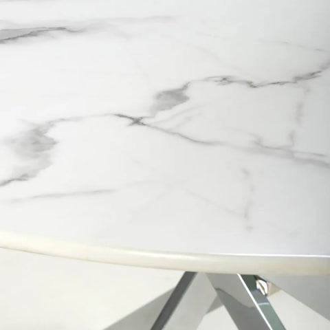 Aston Round White Round Dining Table - Chrome Base