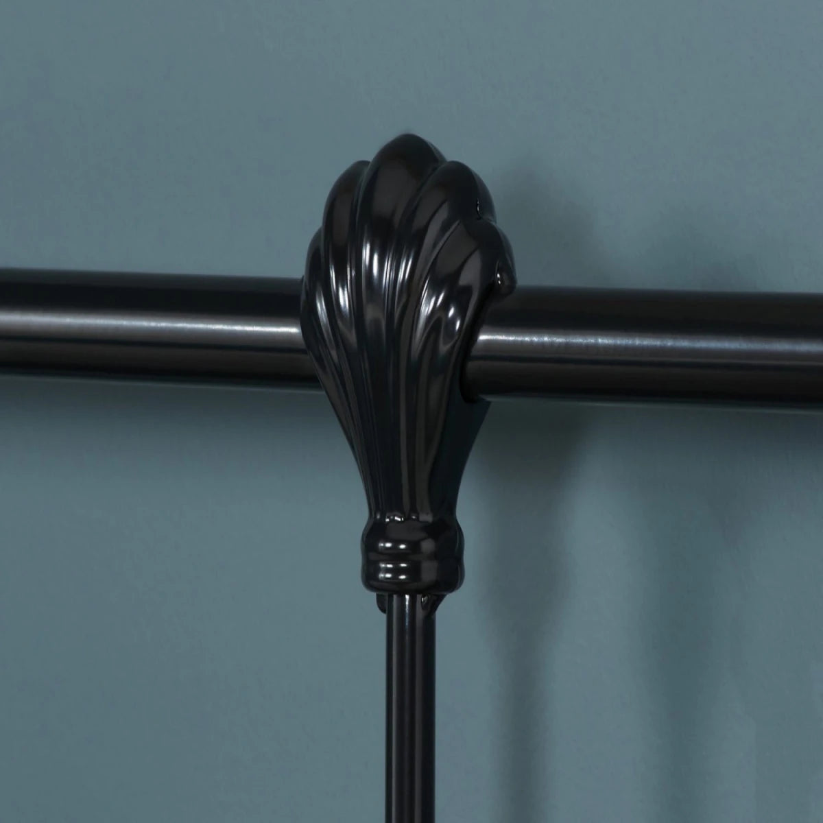 Classic metal headboard with vintage inspired detailing.