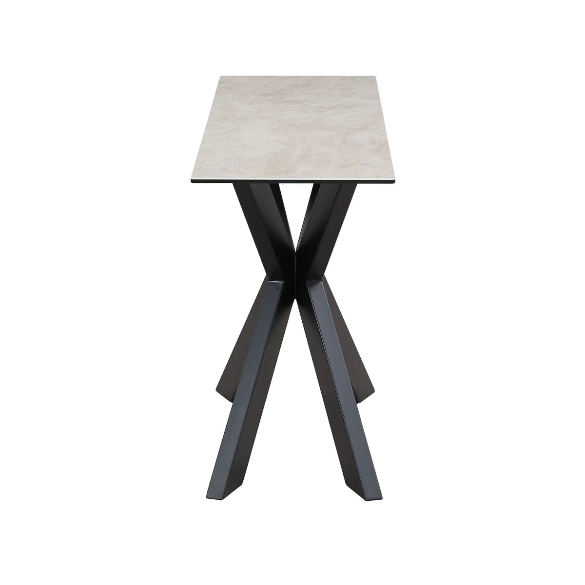 Contemporary console table with glass and ceramic surface