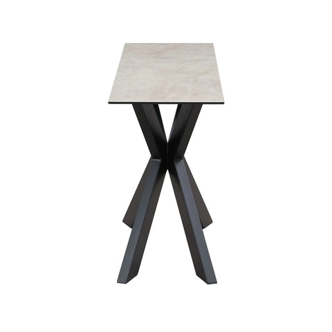 Contemporary console table with glass and ceramic surface