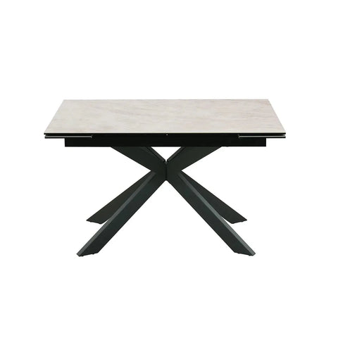 Athena Sand Ceramic Extending Dining Table 130–180cm , Black Metal Legs