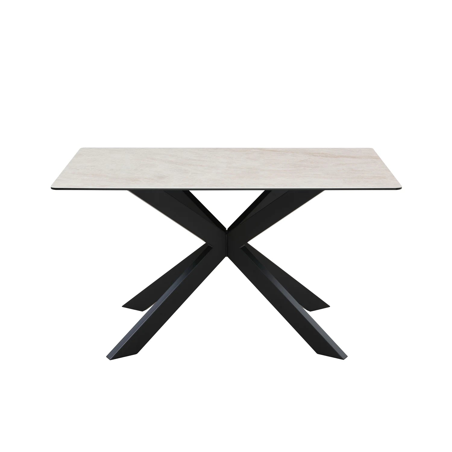 Athena cream Ceramic top 4 Seater Dining table with black Metal legs