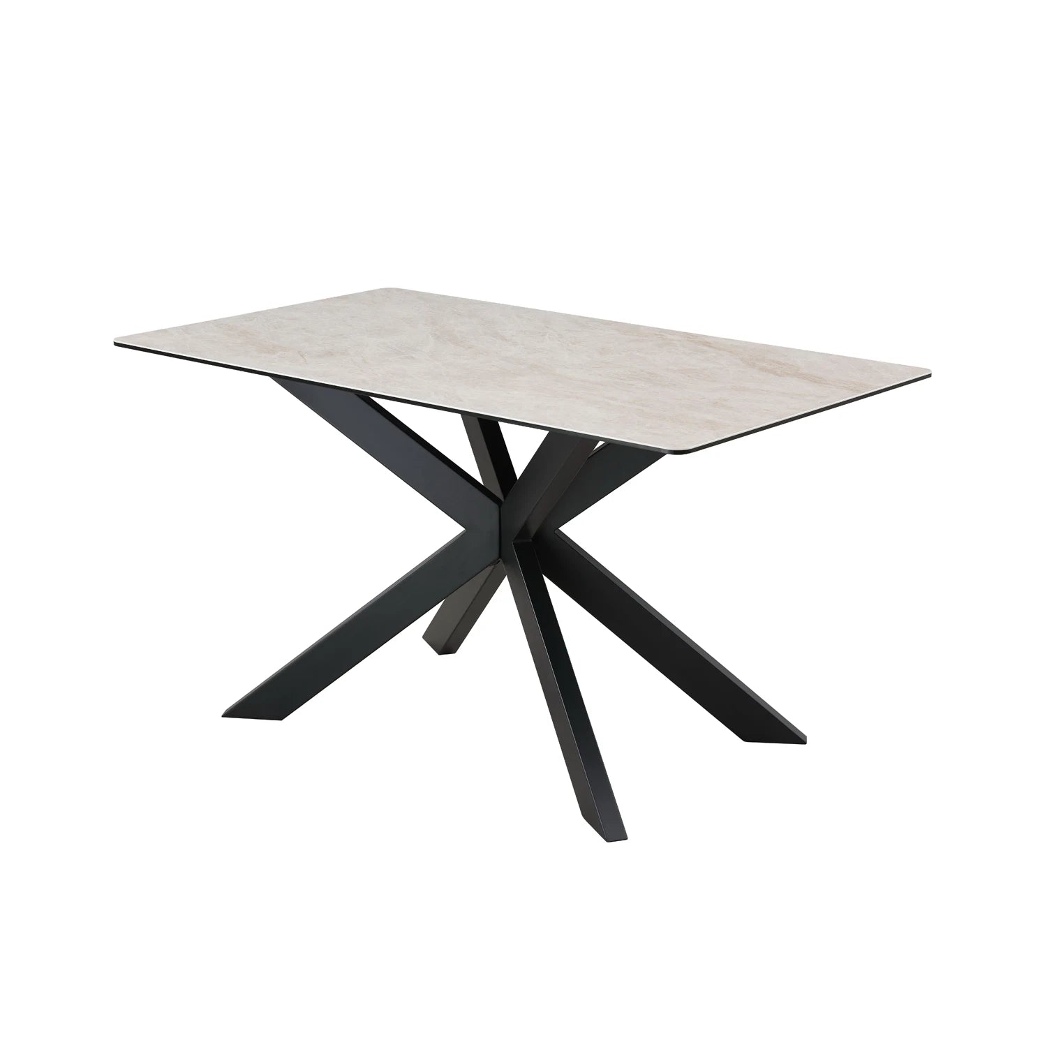 Athena Sand Ceramic top 4 Seater Dining table with black Metal legs