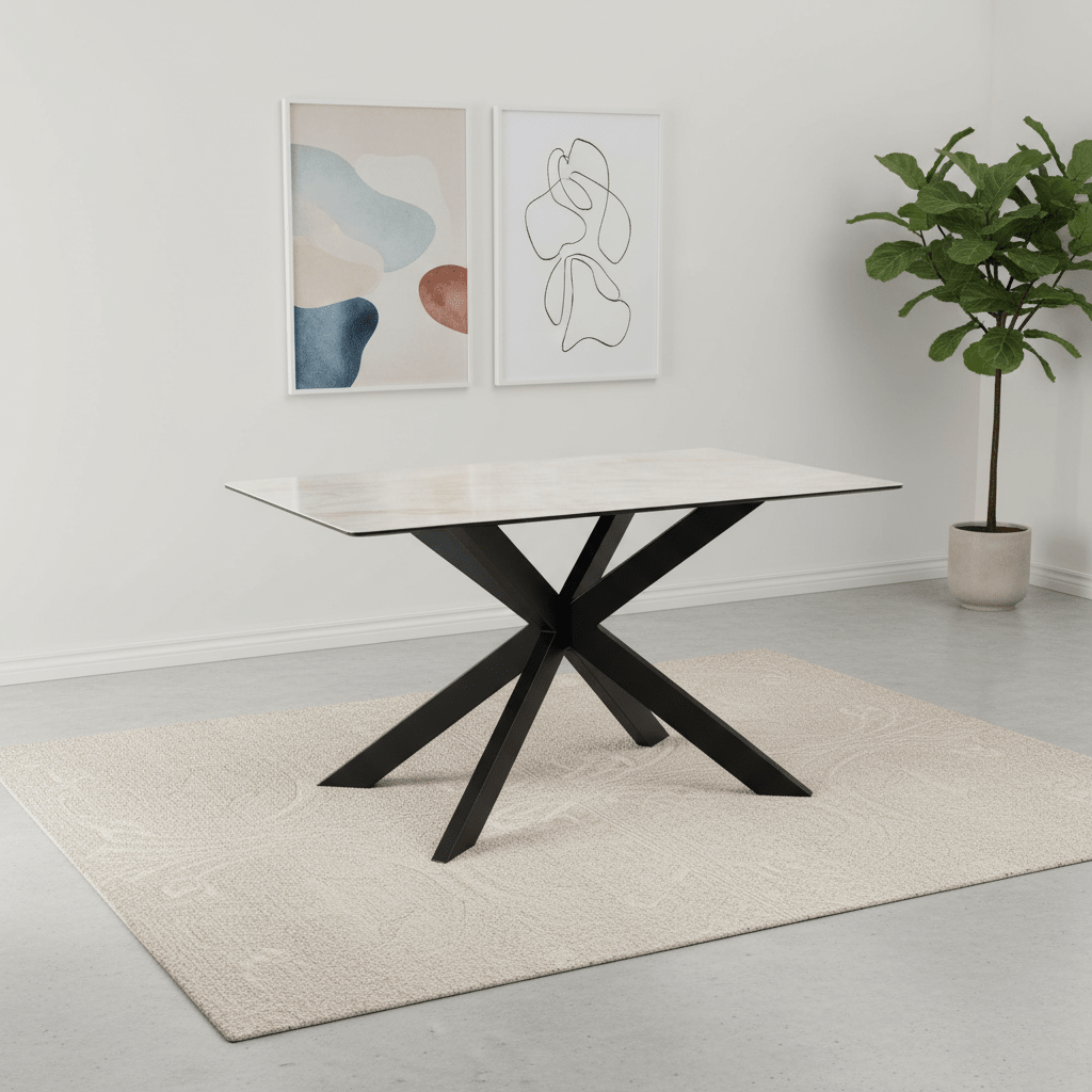 Athena 135cm Sand Ceramic Dining Table