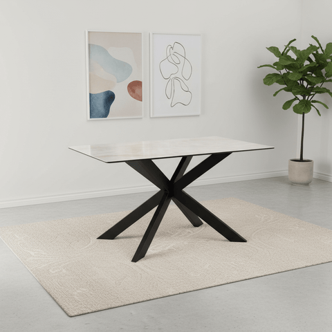 Athena 135cm Sand Ceramic Dining Table
