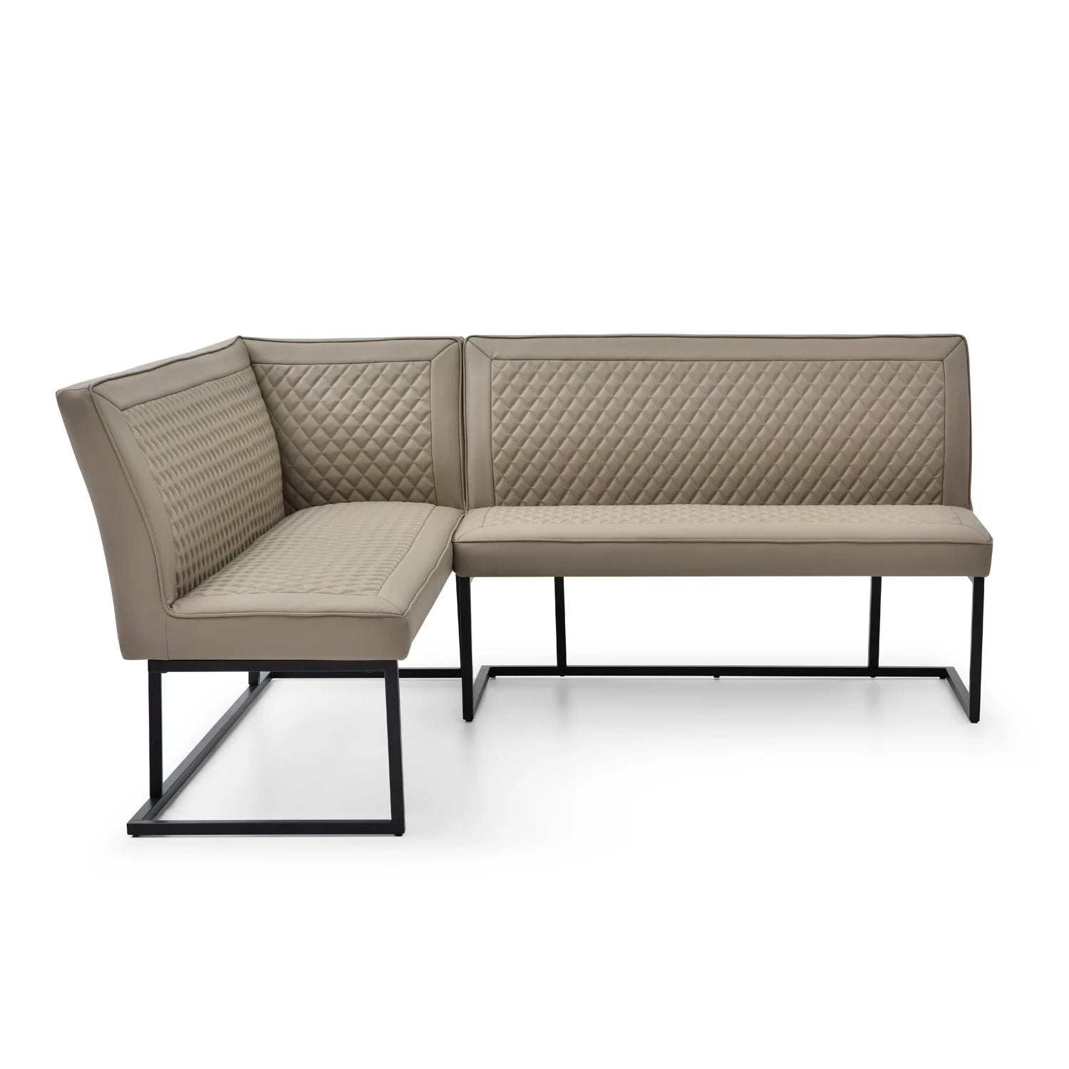 Athena 135cm Sand Ceramic Dining Table with Corner Bench Set - Modern Corner Dining Bench with quilted design 