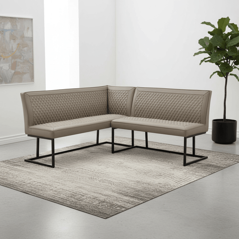 Athena Taupe Leather Corner Bench Set