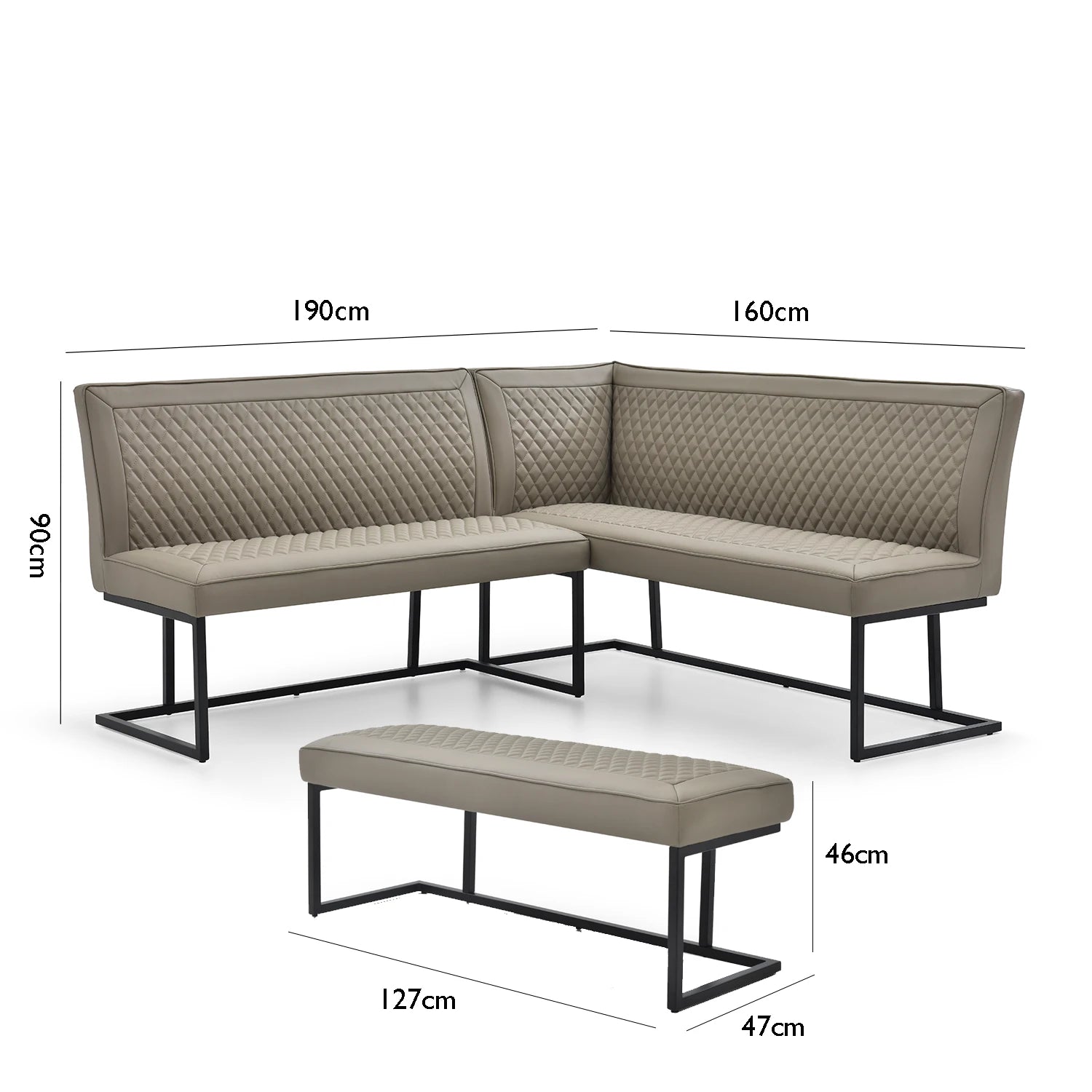 Athena Taupe Leather Corner Bench Set - Pendle Village Furniture