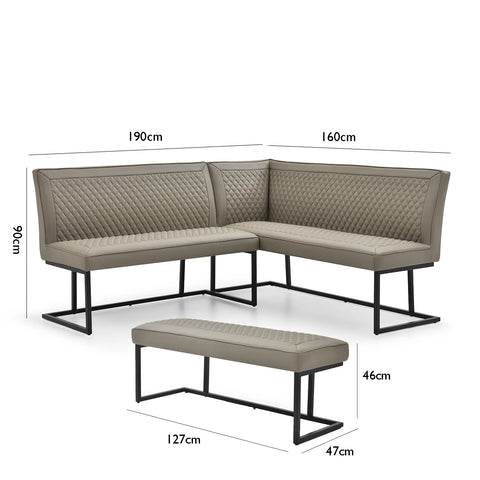Athena Taupe Leather Corner Bench Set - Pendle Village Furniture