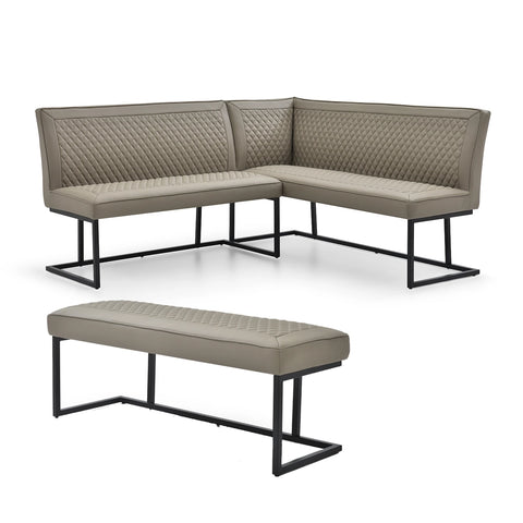 Galini 140–200cm White & Gold Extending Table with Corner Bench - Pendle Village Furniture