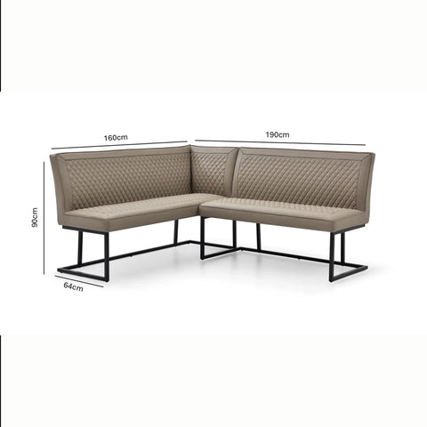 Athena Taupe Leather Corner Bench Set
