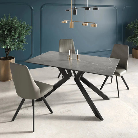 Athens 1.6m Matt Grey Ceramic Dining Table with Chairs