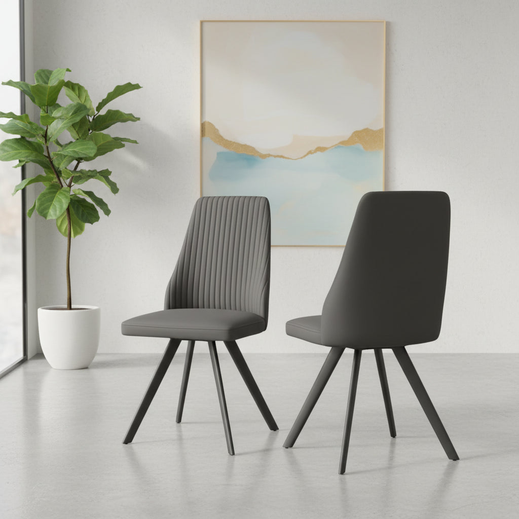 Athens Dark Grey Faux Leather Set of 4 Dining Chairs - Pendle Village Furniture