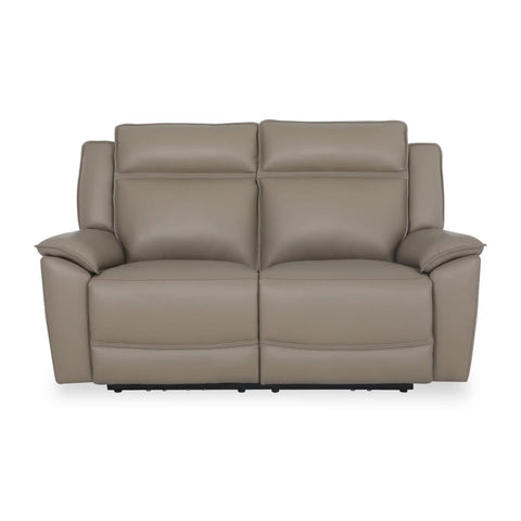 Athens Taupe Leather 2 Seater Power Recliner Sofa - Pendle Village Furniture