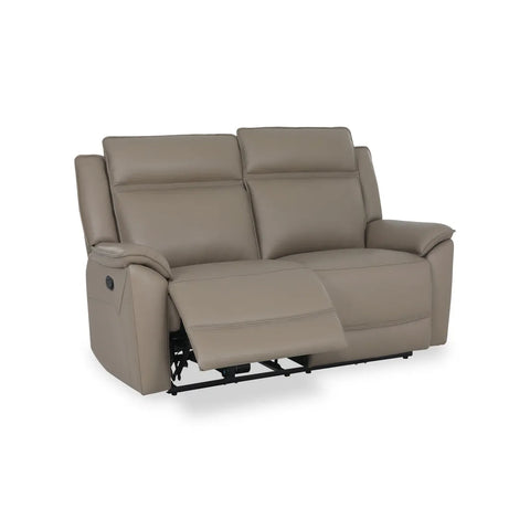 Athens Taupe Leather 2 Seater Recliner Sofa - Pendle Village Furniture