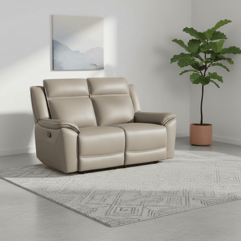 Athens Taupe Leather 2 Seater Recliner Sofa