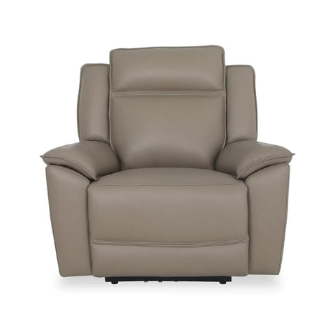 Athens Taupe Leather Recliner Armchair - Pendle Village Furniture