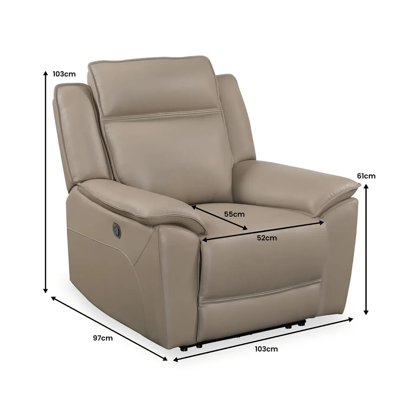 Athens Taupe Leather Recliner Armchair - Pendle Village Furniture