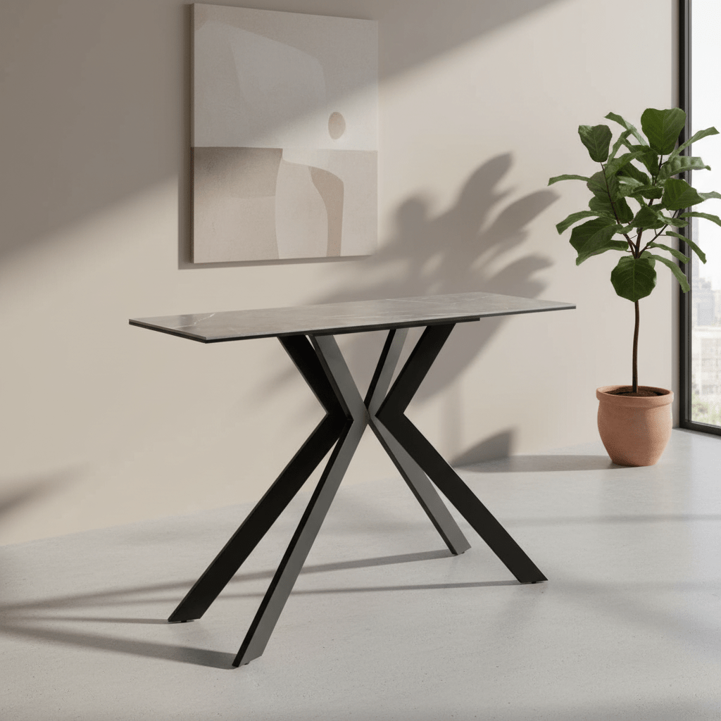 Athens Matte Grey Ceramic Console Table