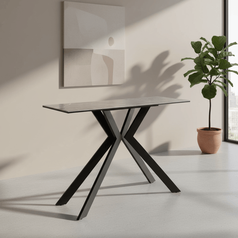 Athens Matte Grey Ceramic Console Table