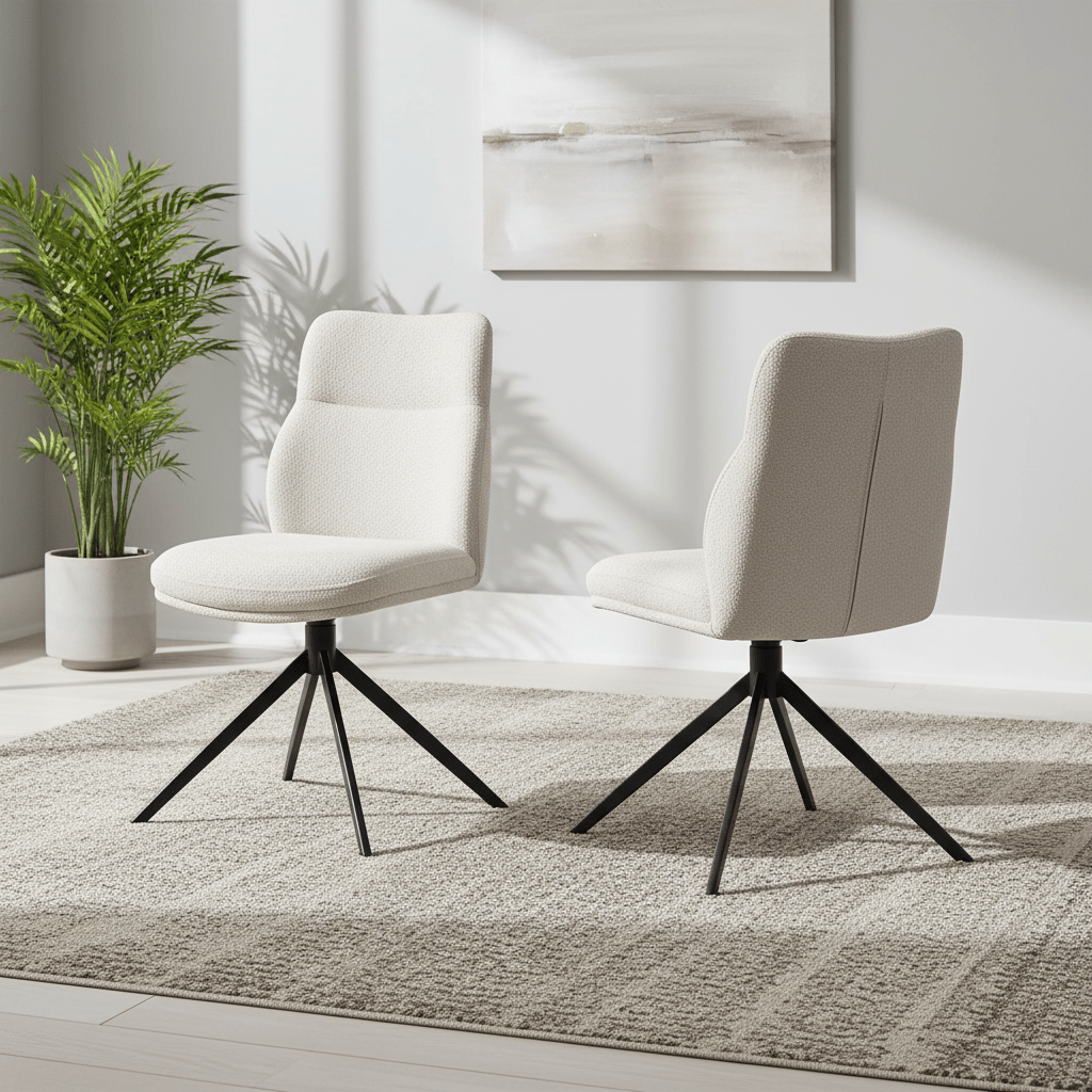 Atlanta Beige Textured Fabric Swivel Dining Chair - Set of 4, 6 or 8
