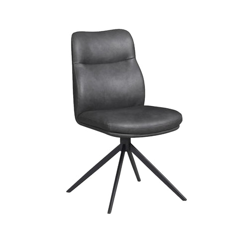 Atlanta charcoal PU swivel dining chair with black legs