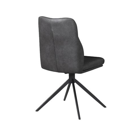 Modern swivel dining chair charcoal leather look